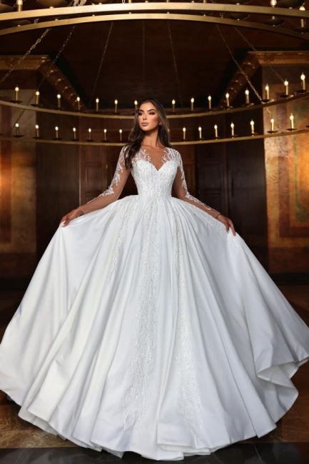 Wunderschöne Hochzeitskleider Prinzessin | Brautkleid Langarm