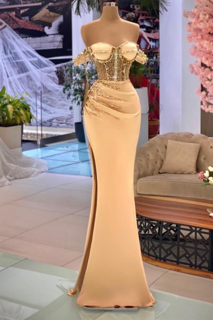 Gold Abendkleid Lang Glitzer Ballkleider Abendmoden Online