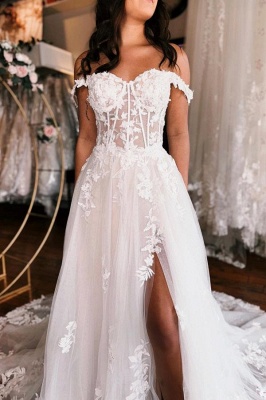 Sexy Brautkleider A Linie Spitze | Boho Hochzeitskleider Günstig_3