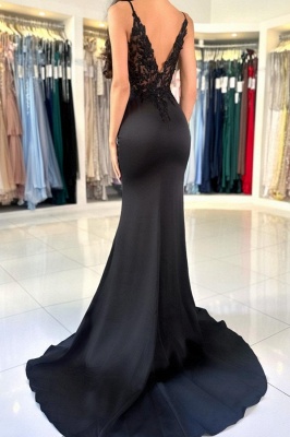 Abendkleid Lang Schwarz | Elegante Abiballkleider Spitze_6