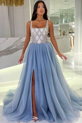 Schönes Ballkleid Lang Blau | Abendkleider Tüll