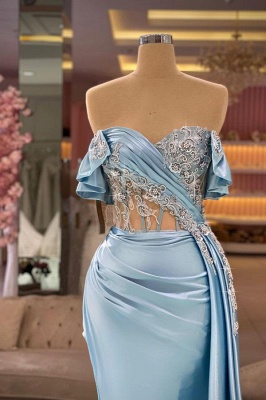 Designer Abiballkleid Lang Blau Abendkleider Ballkleider mit Glitzer_2