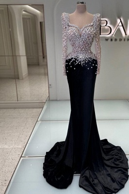 Schönes Abendkleid Lang Schwarz Abiballkleider Ballkleider mit Glitzer