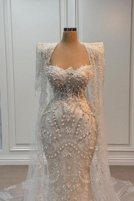 Luxurious Hochzeitskleider Meerjungfrau Stil Spitze Brautkleider Online_2