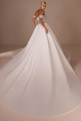 Neue Hochzeitskleider A Linie Satin Brautkleider mit Glitzer_2