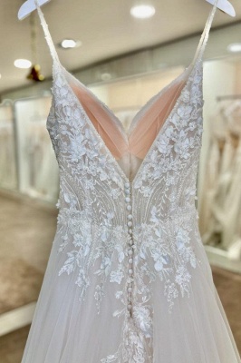 Weißes Brautkleid A-Linie Hochzeitskleider Spitze Tüll_3