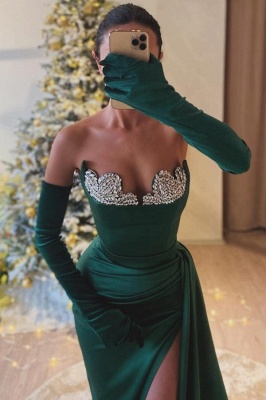 Grüne Abendkleider Lang Schlichte Ballkleid mit Glitzer_2