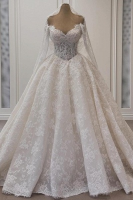 Vintage Brautkleider Prinzessin Hochzeitskleider Spitze mit lang Ärmeln